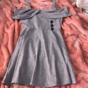 Chic Silver Dress with Button Detail